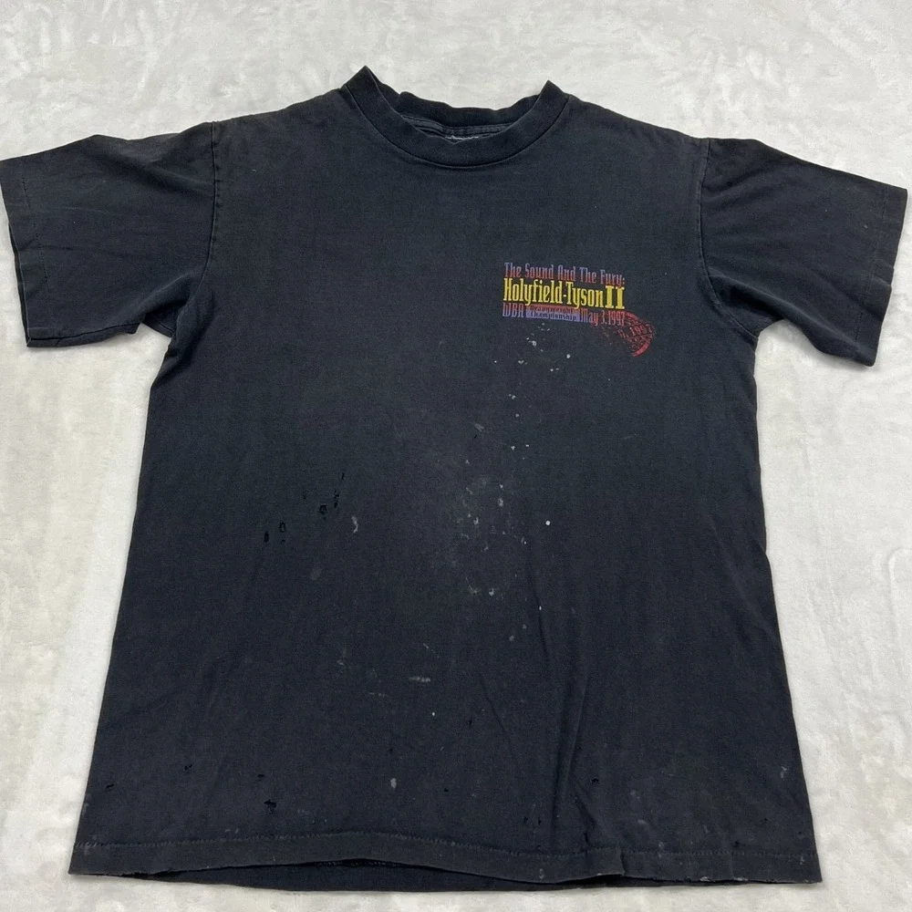 Vintage Holyfield-Tyson II T-Shirt Men Large Black 1997 Boxing MGM Thrashed